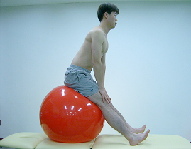 공을 이용한 골반 후방 경사 운동 2